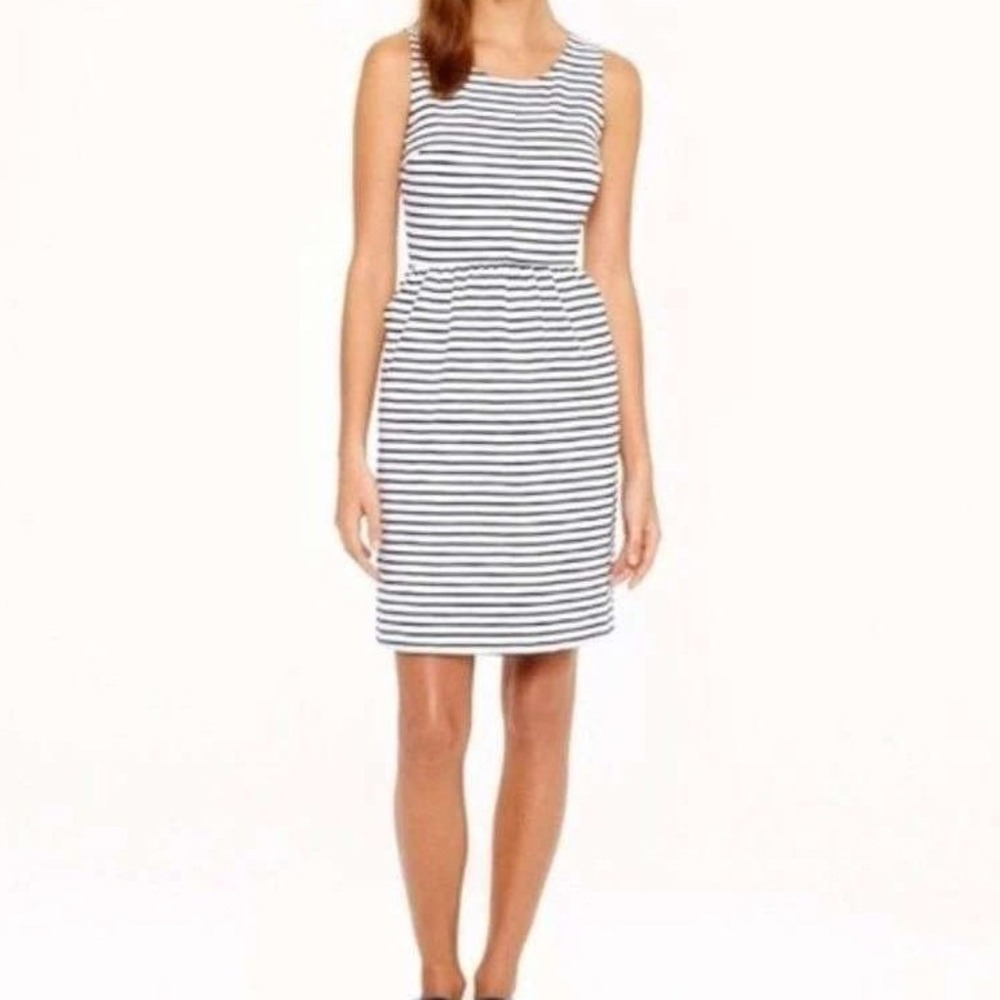 J. Crew Striped‎ Sleeveless Dress Navy White Size 6 Elastic Waist